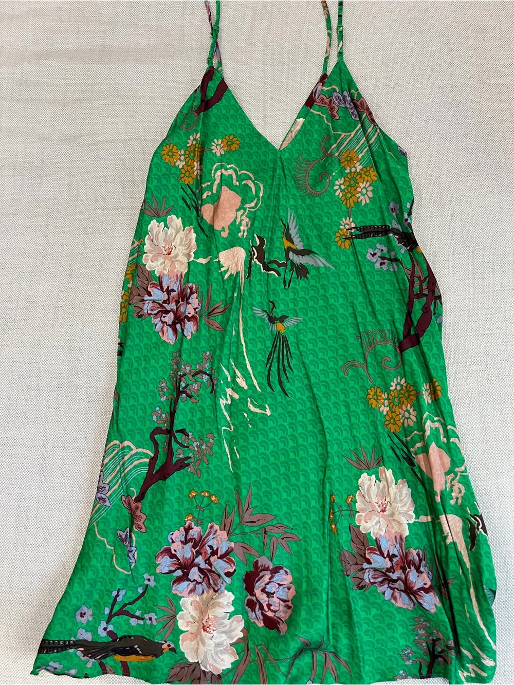 Zara Green Floral Mini Slip Dress - Picture 3 of 5